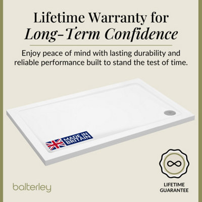 1200mm x 700mm Premium Rectangular Shower Tray - White - 4