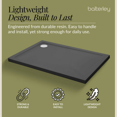1200mm x 760mm Premium Rectangular Shower Tray - Slate Grey