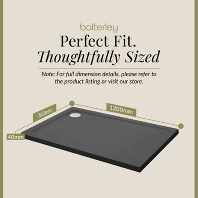 1200mm x 760mm Premium Rectangular Shower Tray - Slate Grey - 3