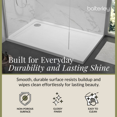 1200mm x 760mm Premium Rectangular Shower Tray - White - 3