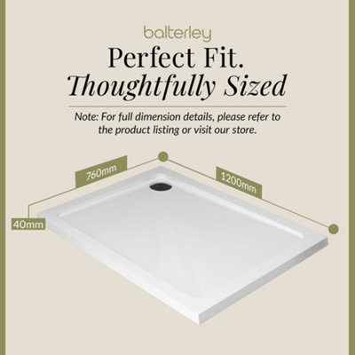 1200mm x 760mm Premium Rectangular Shower Tray - White - 5