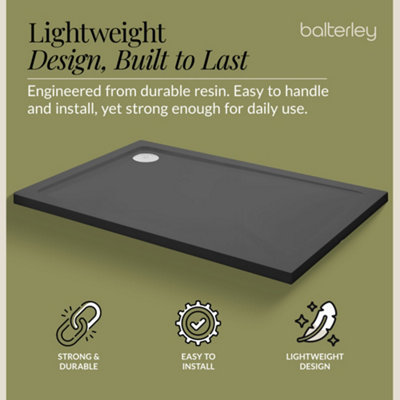 1200mm x 800mm Premium Rectangular Shower Tray - Slate Grey