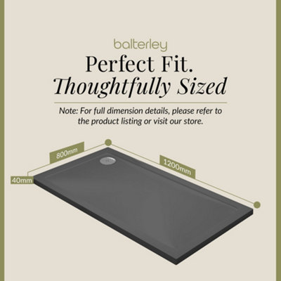 1200mm x 800mm Premium Rectangular Shower Tray - Slate Grey - 4