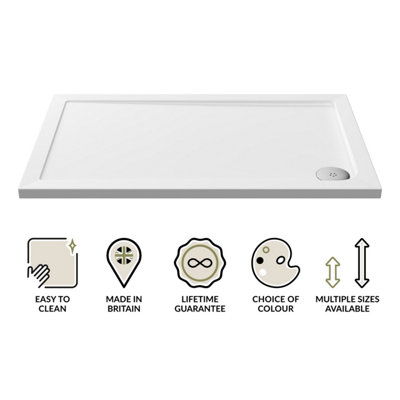 1200mm x 800mm Premium Rectangular Shower Tray - White