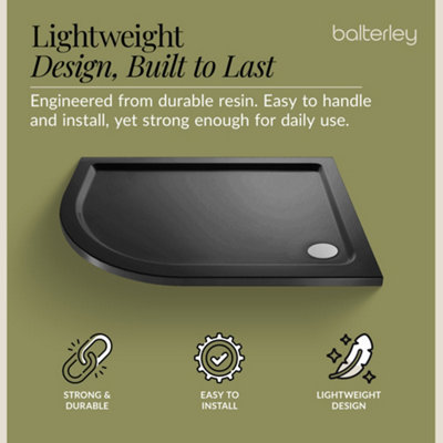 1200mm x 800mm Premium Shower Tray  Left Hand Offset Quadrant  Slate Grey - 3