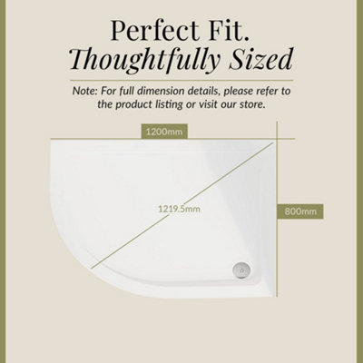 1200mm x 800mm Premium Shower Tray - Left Hand Offset Quadrant - White - 4