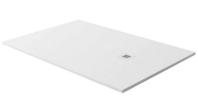 1200mm x 800mm Rectangle Slate Effect White Shower Tray Wet Room Grated Waste