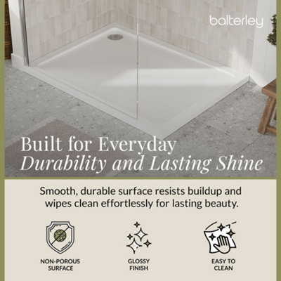 1200mm x 900mm Premium Rectangular Shower Tray - White - 3