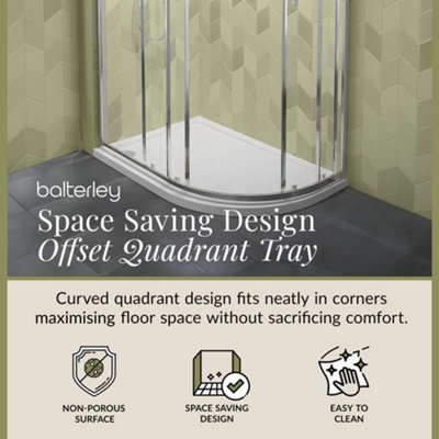 1200mm x 900mm Premium Shower Tray - Right Hand Offset Quadrant - White