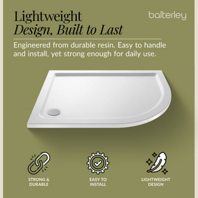 1200mm x 900mm Premium Shower Tray - Right Hand Offset Quadrant - White - 3