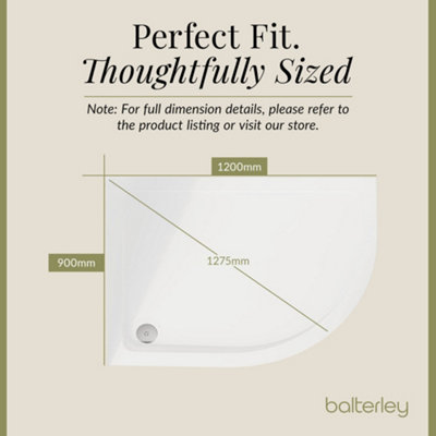 1200mm x 900mm Premium Shower Tray - Right Hand Offset Quadrant - White - 4