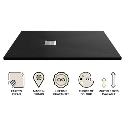 1200mm x 900mm Premium Slimline Rectangular Shower Tray - Slate Black - 3
