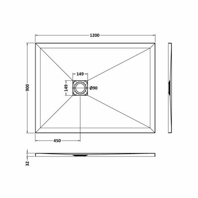 1200mm x 900mm Premium Slimline Rectangular Shower Tray - Slate White