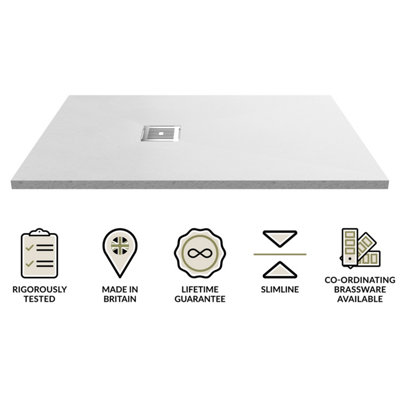 1200mm x 900mm Premium Slimline Rectangular Shower Tray - Slate White - 3