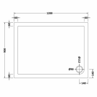 1200mm x 900mm Premium Slip Resistant Rectangular Shower Tray - White