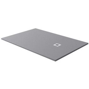 1200mm x 900mm Rectangle Slate Effect Grey Shower Tray Wet Room Grated Waste