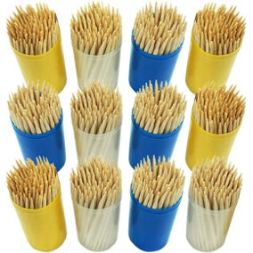 1200pk Cocktail Sticks for Food - 12 x 100pk Toothpicks Wooden - Tooth Picks Sticks Wood for Fruits, BBQ Parties - Toothpick