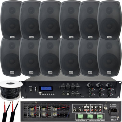 1200W LOUD Outdoor Bluetooth System 12x 140W Black Speaker Weatherproof Music Player
