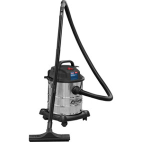 1200W Wet & Dry Vacuum Cleaner - 20L Stainless Steel Drum - Accessory Tool Kit