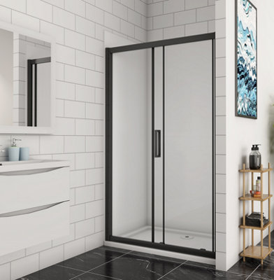 Jaquar Fusion Plus 1200 X 800mm Black Frame Sliding Shower Door Corner