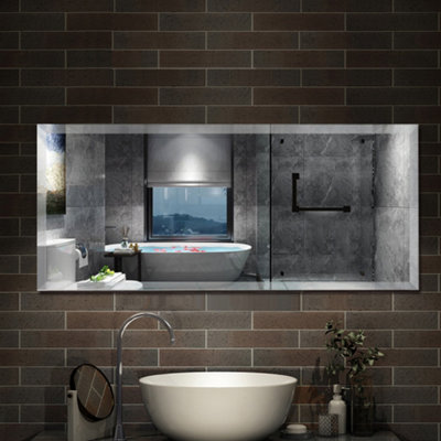 1200x450mm Frameless Plain Wall Mirrors for Bathroom with Wall Hanging