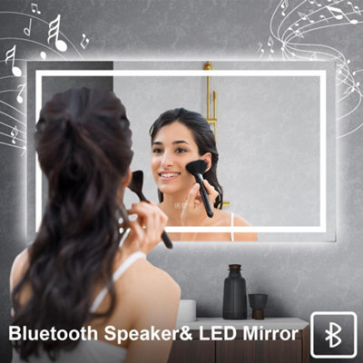 1200x700mm Bathroom 3 Colors Dimmable Backlit LED Mirror with Bluetooth ...