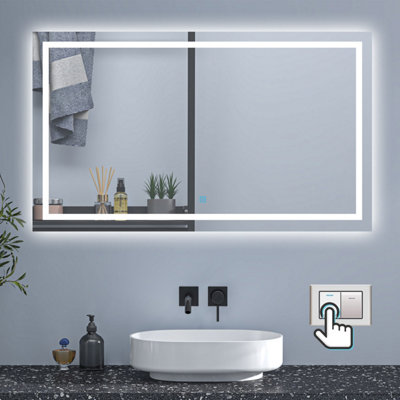 1200x700mm Bathroom Illuminated LED Mirror with Demister Pad 3 Colors ...
