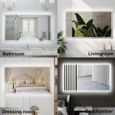 1200x700mm Bathroom LED Mirror 3 Colors Dimmable with Bluetooth Memory ...