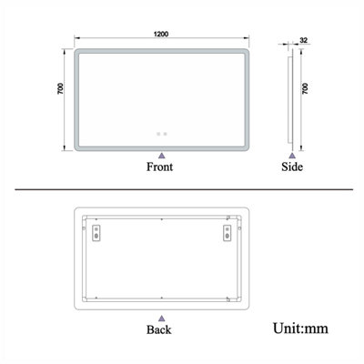 1200x700mm LED Bathroom Mirror with Bluetooth and Demister Pad 3 Colors ...