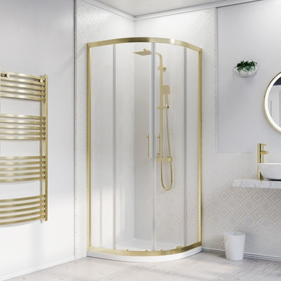 Nes Home 900 X 900mm Quadrant Corner Shower Enclosure Brushed Brass from B&Q