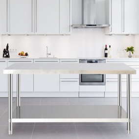 120cm 2 Tier Commercial Stainless Steel Catering Kitchen Prep and Work Table
