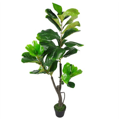 120cm (4ft) Large Artificial Fiddle Fig Tree Ficus Evergreen Plant