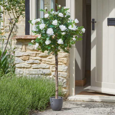 120cm Artificial White Rose Tree DIY at B&Q