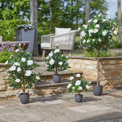 120cm Artificial White Rose Tree