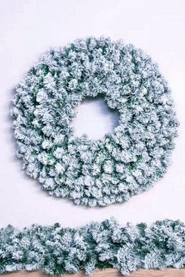 120cm Flocked Extra Wide Arbor Vitae Wreath