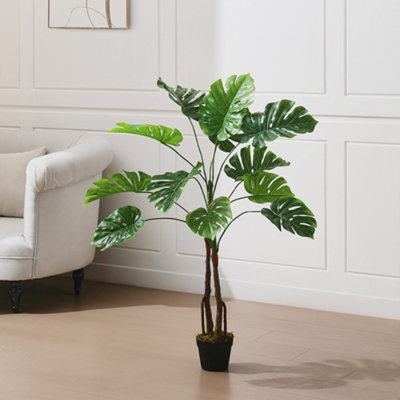 120cm H Artificial Monstera Deliciosa Tree, Fake Plant Pot,Imitation  Tropical Large Artificial Plant for Home