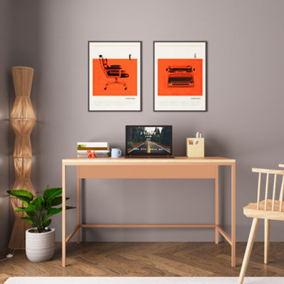 120cm Home Office Desk Wooden Study Table with Metal Legs Computer ...