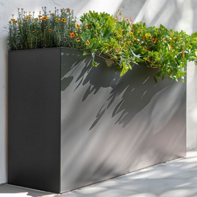 120cm Long Zinc Matte Grey 100cm Tall Trough Planter