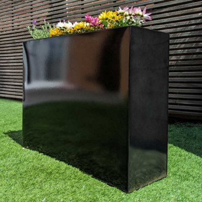 120cm Long Zinc Platinum Black 100cm Tall Trough Planter