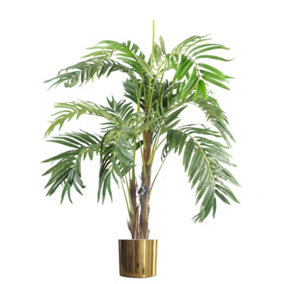 120cm Premium Artificial palm tree with pot with Gold Metal Planter