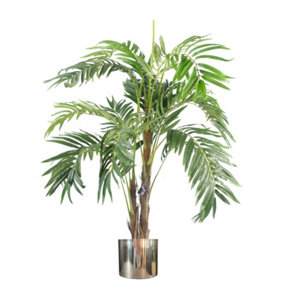 120cm Premium Artificial palm tree with pot with Silver Metal Planter