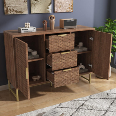 120CM Sideboard Storage Cabinet with Doors and Shelves,Walnut