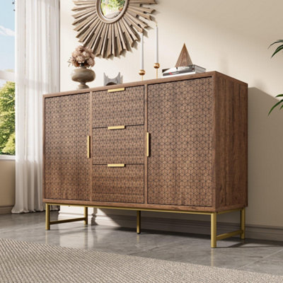 120CM Sideboard Storage Cabinet with Doors and Shelves,Walnut