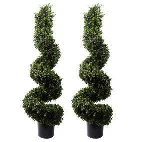 120cm Spiral Boxwood Artificial Tree UV Resistant Outdoor
