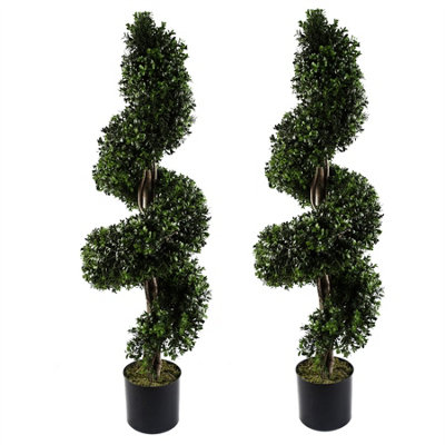 Kunstmatige buxus Outdoor Topiary Set van 2, colorspec 1,1 m hoge veranda, het hele jaar door groene nepplant vormsnoei bomen kunstmatig met stevige