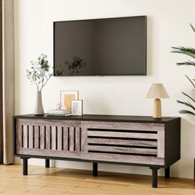 120cm TV Stand with Sliding Doors TV Unit with Storage Cabinet for Living Room Bedroom