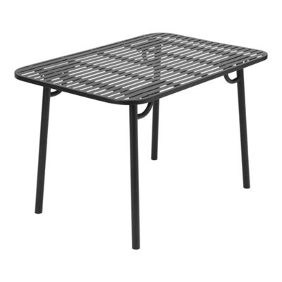 120cm W Rectangular Outdoor Metal Garden Table with Rust Resistant Coating - 3