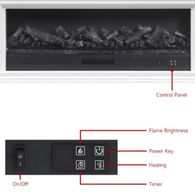 120cm W x 25cm D x 20cm H 3D Electric 3D Water Vapor Fireplace - 4