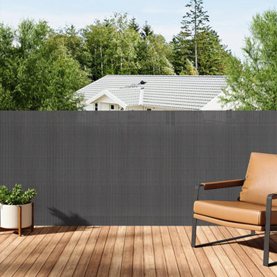 120cm W x 300cm L Garden Sunshade Privacy Fence Screen Panel Fencing Divider Dark Grey