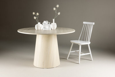 120cm  Whitewash Lanzo Round Dining Table